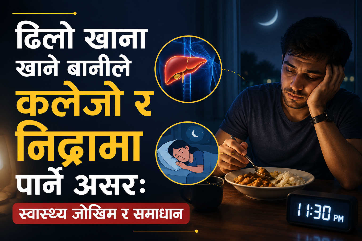 ढिलो खाना खाने बानीले कलेजो र निद्रामा पार्ने असर: स्वास्थ्य जोखिम र समाधान
